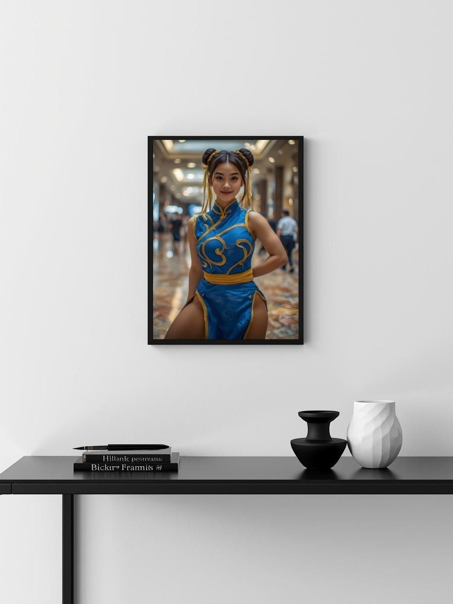 Chun-Li Blue Qipao Cosplay – Glossy 8x10 Metal Print product image (3)