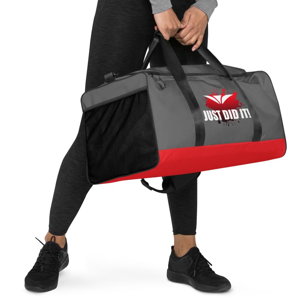 Just Did It! Red Splatter Gray Duffle Bag product image (5)