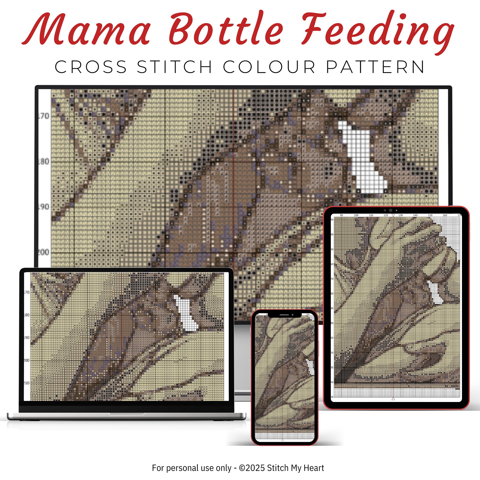 Mama Bottle Feeding Cross Stitch Pattern product image (3)