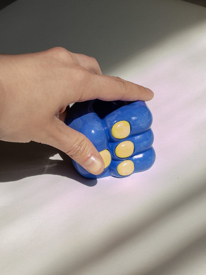 Hand Candleholder - Blue and Lime product image (2)