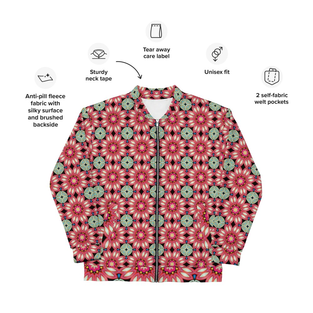 Fractal Batik Maroon Bomber Jacket product image (9)