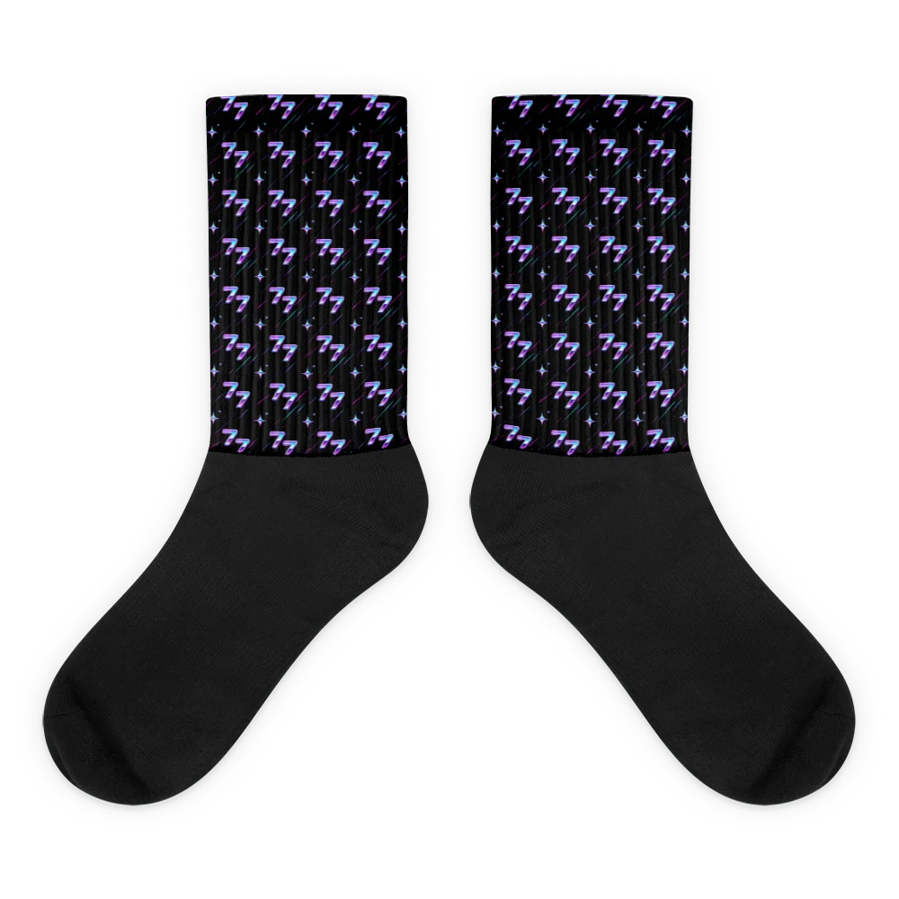 TwinVerse77 Neon Gamer Socks — TV77 Cyber Kawaii Crew Socks | YV7 × LC7 Fan Merch product image (1)