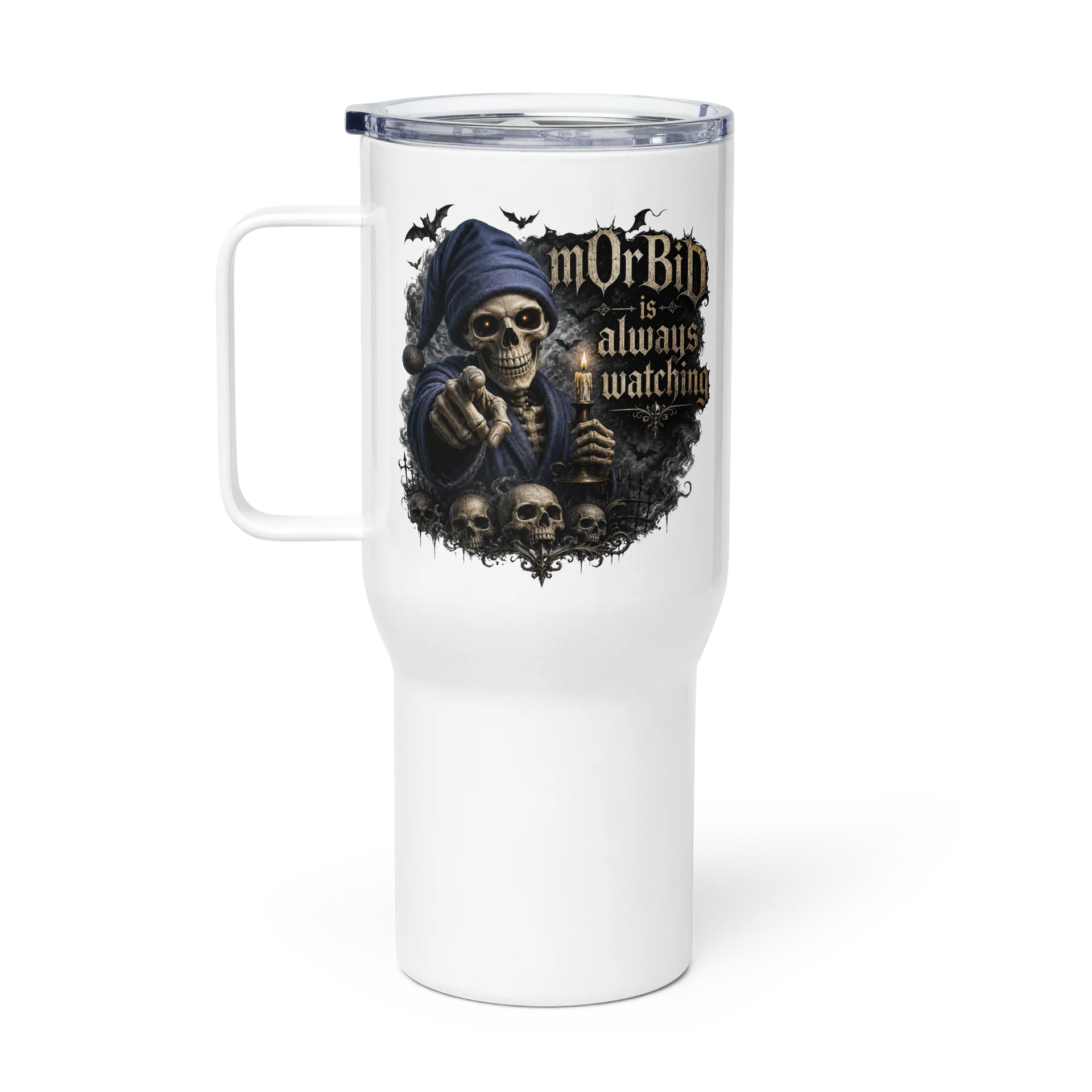 ''Morbid is Always Watching'' Travel Mug with a Handle product image (1)