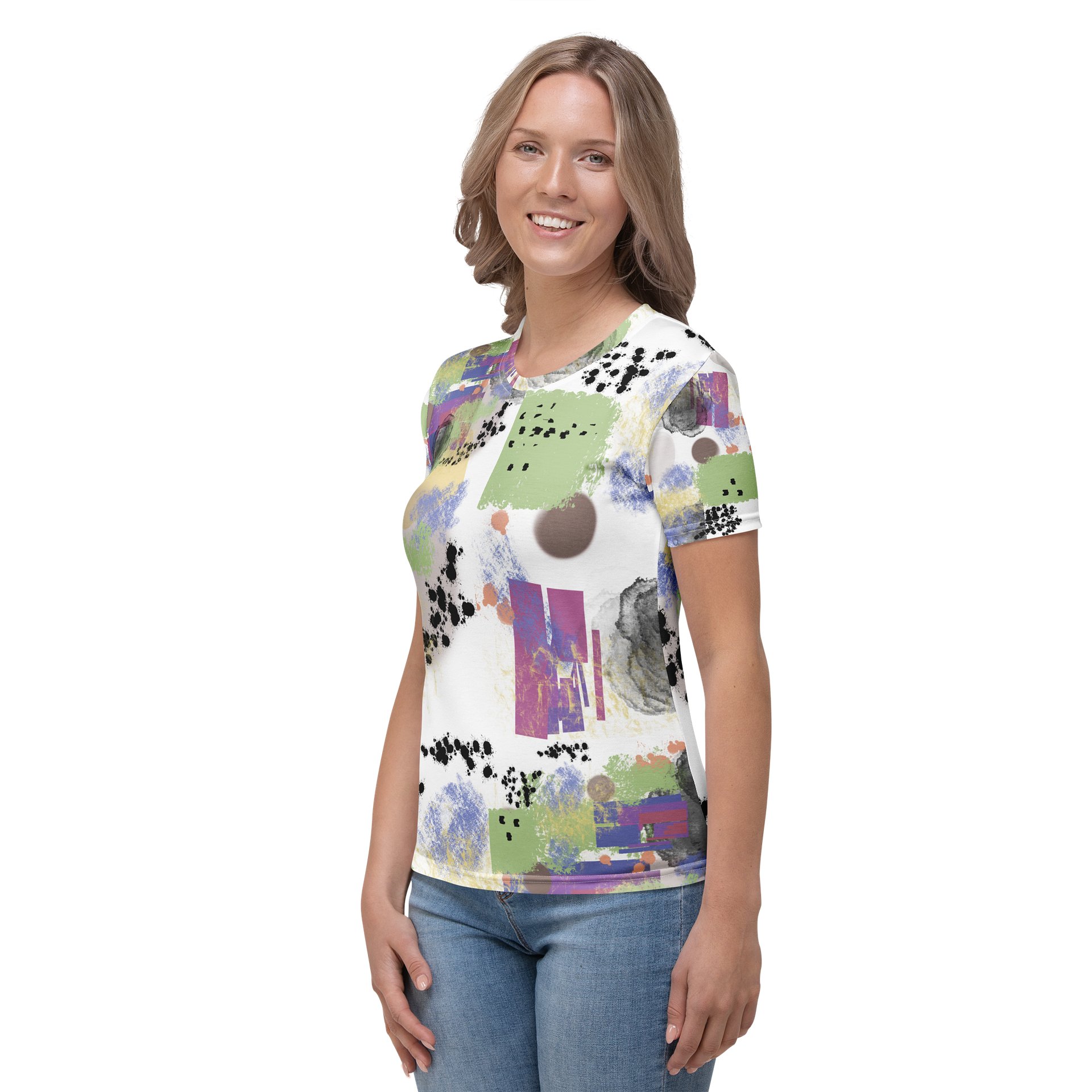 Women's Poly Crew Neck Tee 'Soft Tones' Abstract product image (5)