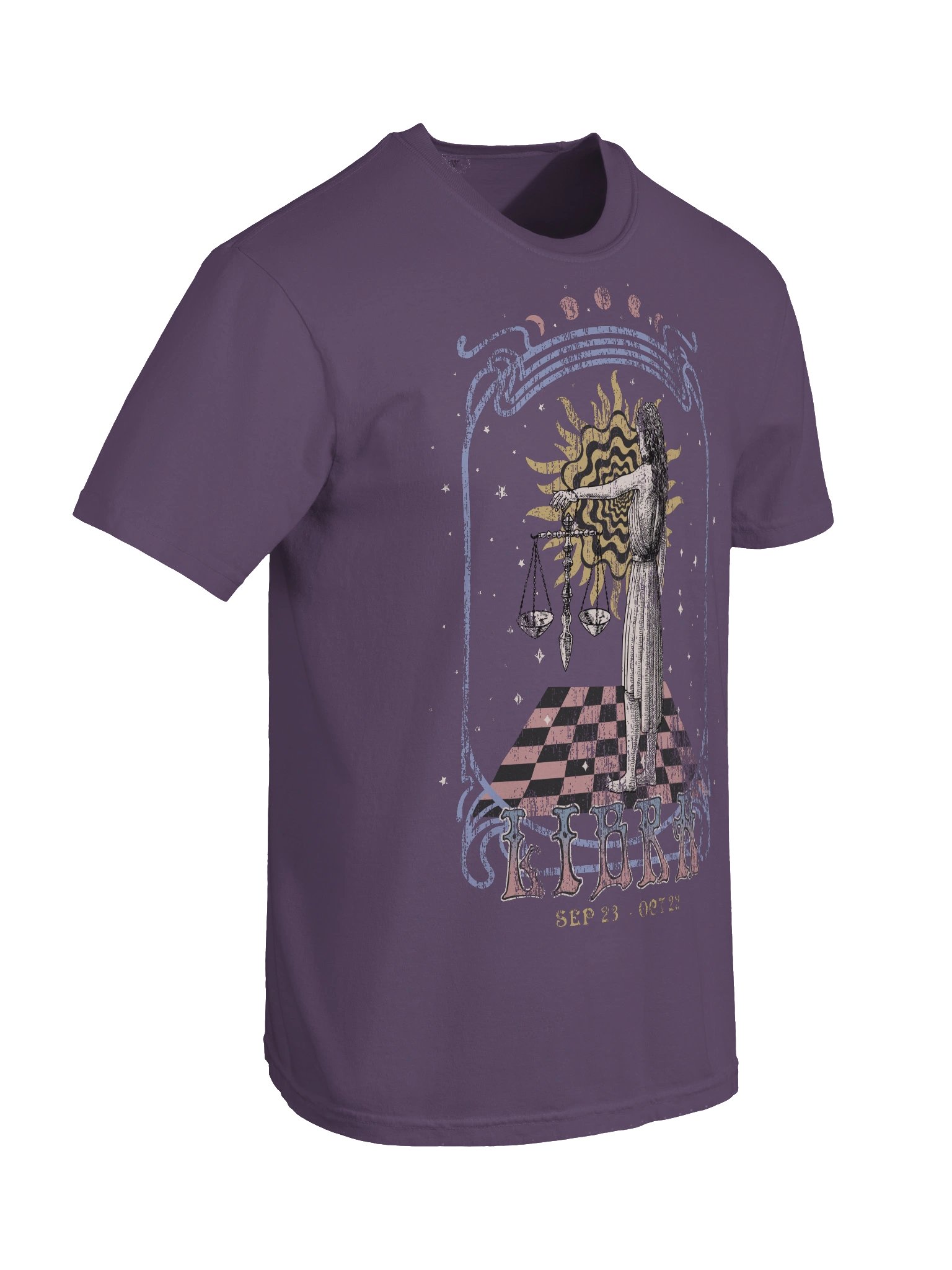 Libra Zodiac Shirt – Vintage Scales Astrology Graphic Tee (September 23 – October 22) product image (37)