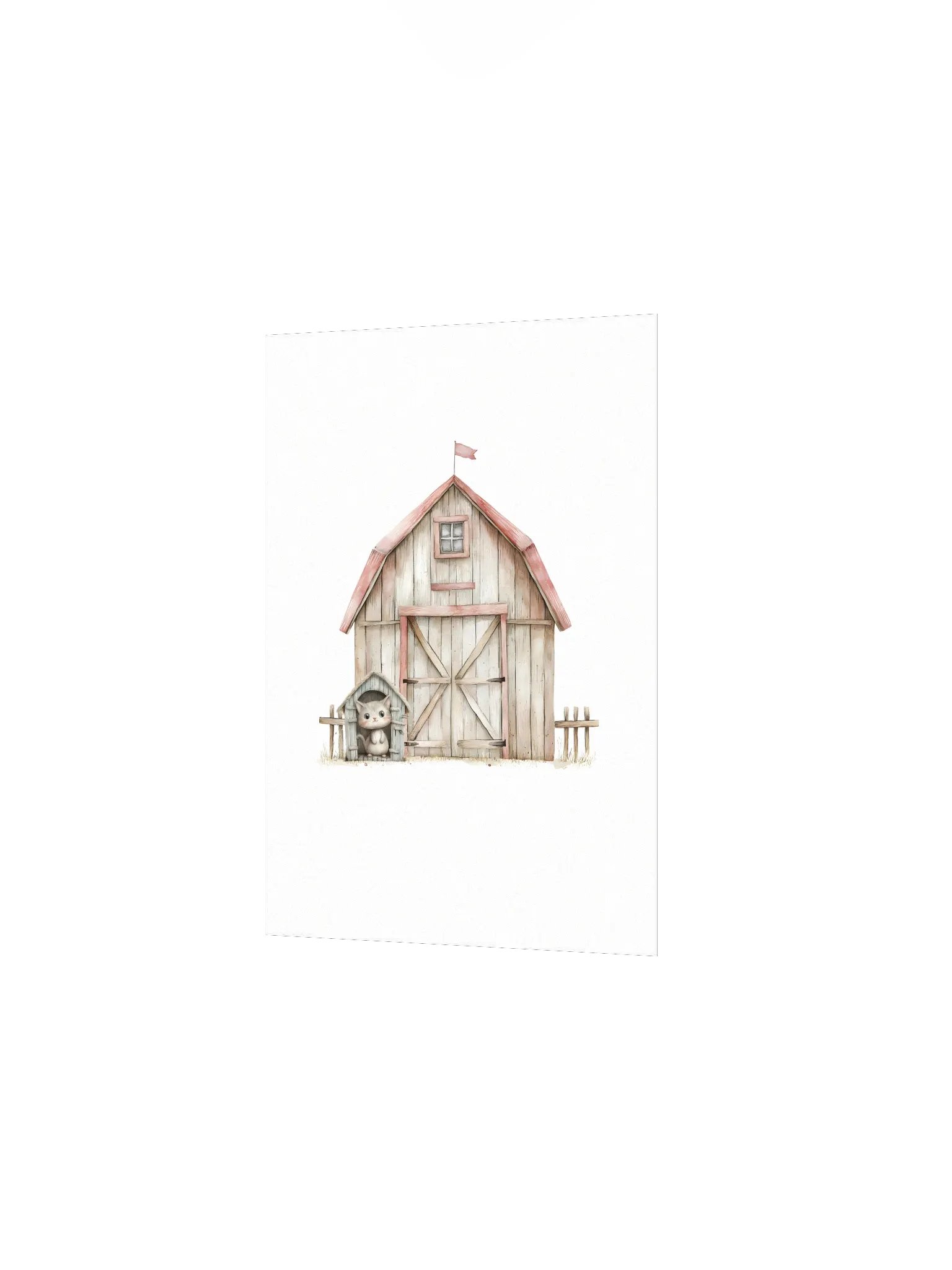 Watercolor Barnyard Cat Nursery Decor Print product image (3)