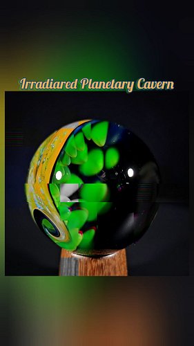 UV reactive Planetary Cavern marble done with a Gold and Silver fumed Implosion core. The implosion has UV reactive fingers i...