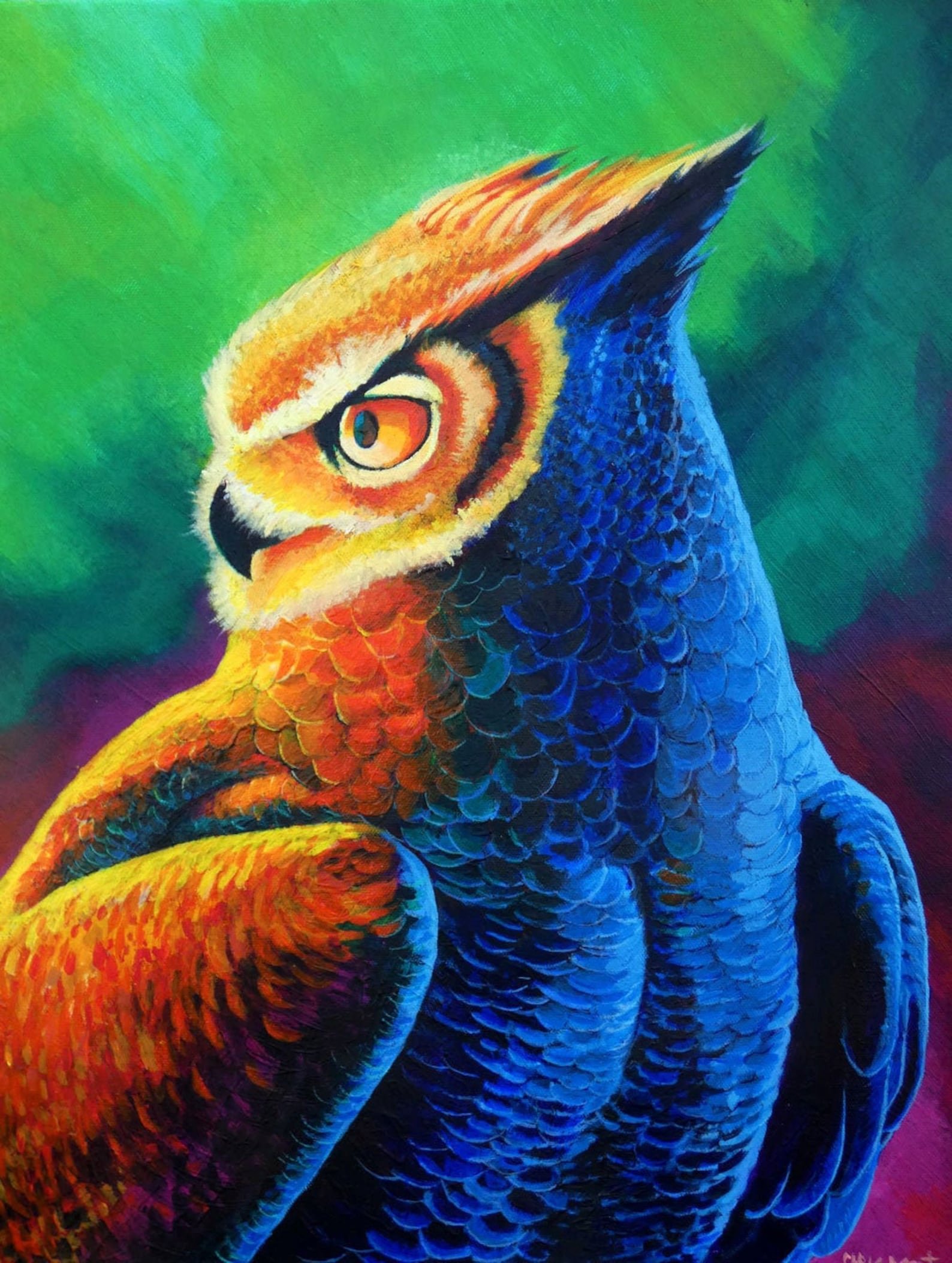 Great Horned Owl Acrylic Painting on Canvas (Canada Only) product image (1)