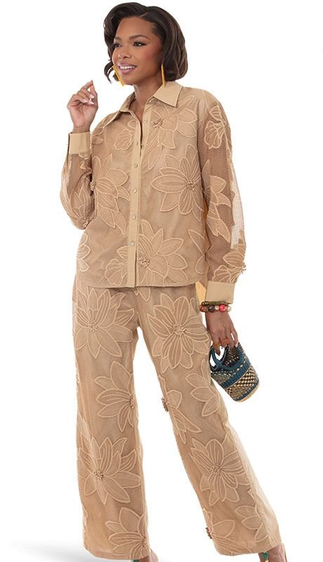 Floral Applique Mesh Top & Pant 2pc Set - Gala Suit product image (2)