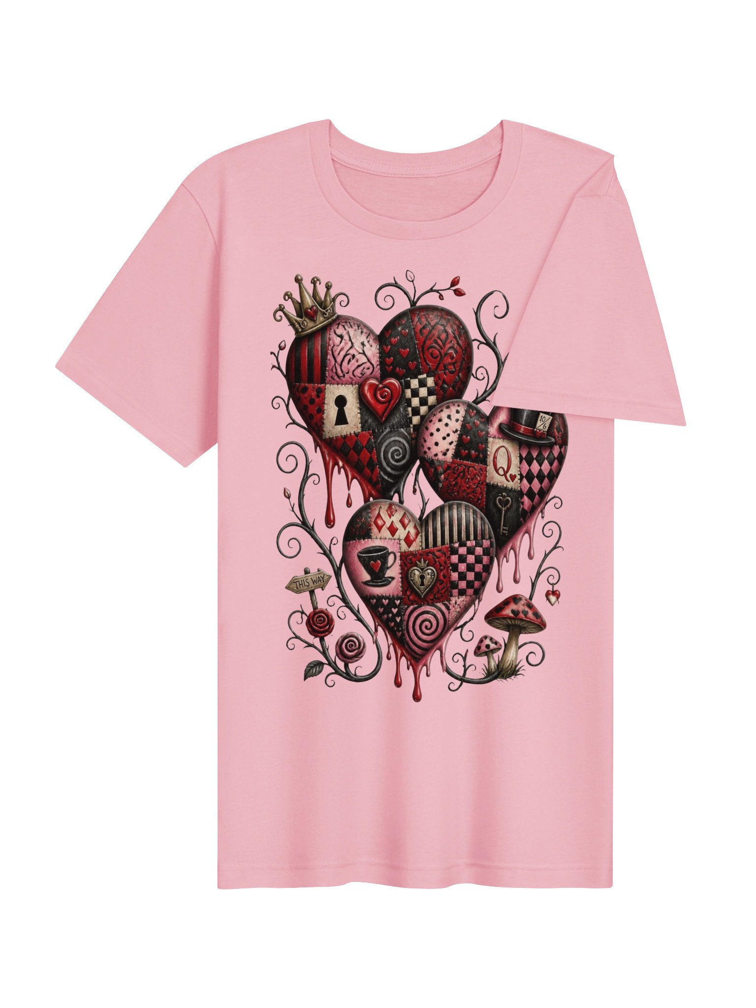 Wonderland Queen of Hearts Shirt, Whimsigoth Alice Tee, Mad Tea Party Graphic product image (5)