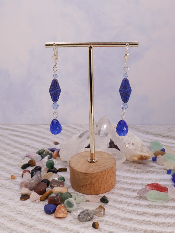 Sapphire Oval Arabesque Drop Earrings product image (1)