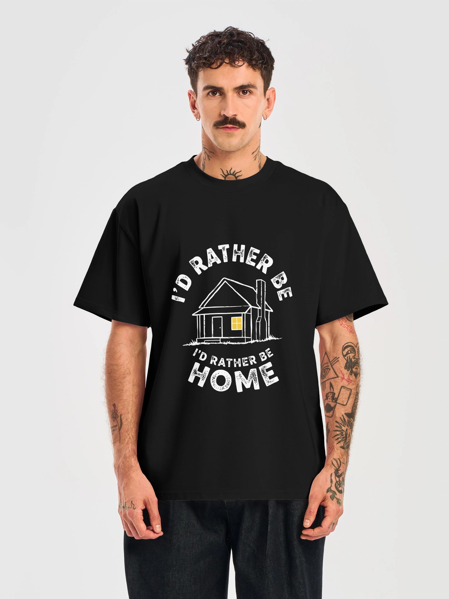 Funny Introvert "I'd Rather Be Home" Cozy House Vintage Graphic T-Shirt product image (13)