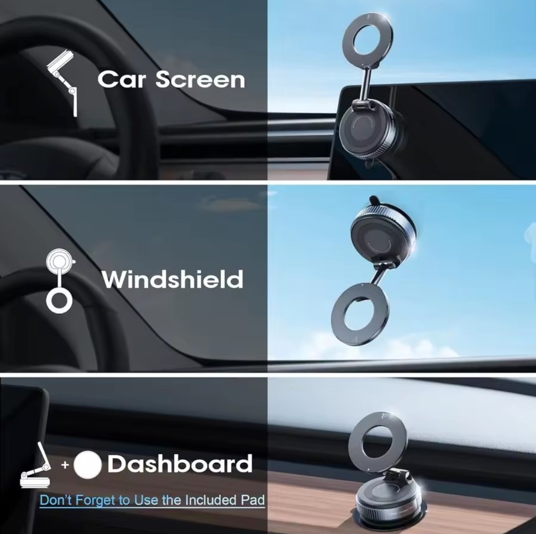 Magnetic Car Phone Holder 360° for iPhone – Vacuum Suction Cup Mount, Foldable Cell Phone Stand, Strong Magnet Car Mount Compatible with iPhone MagSafe Case product image (5)
