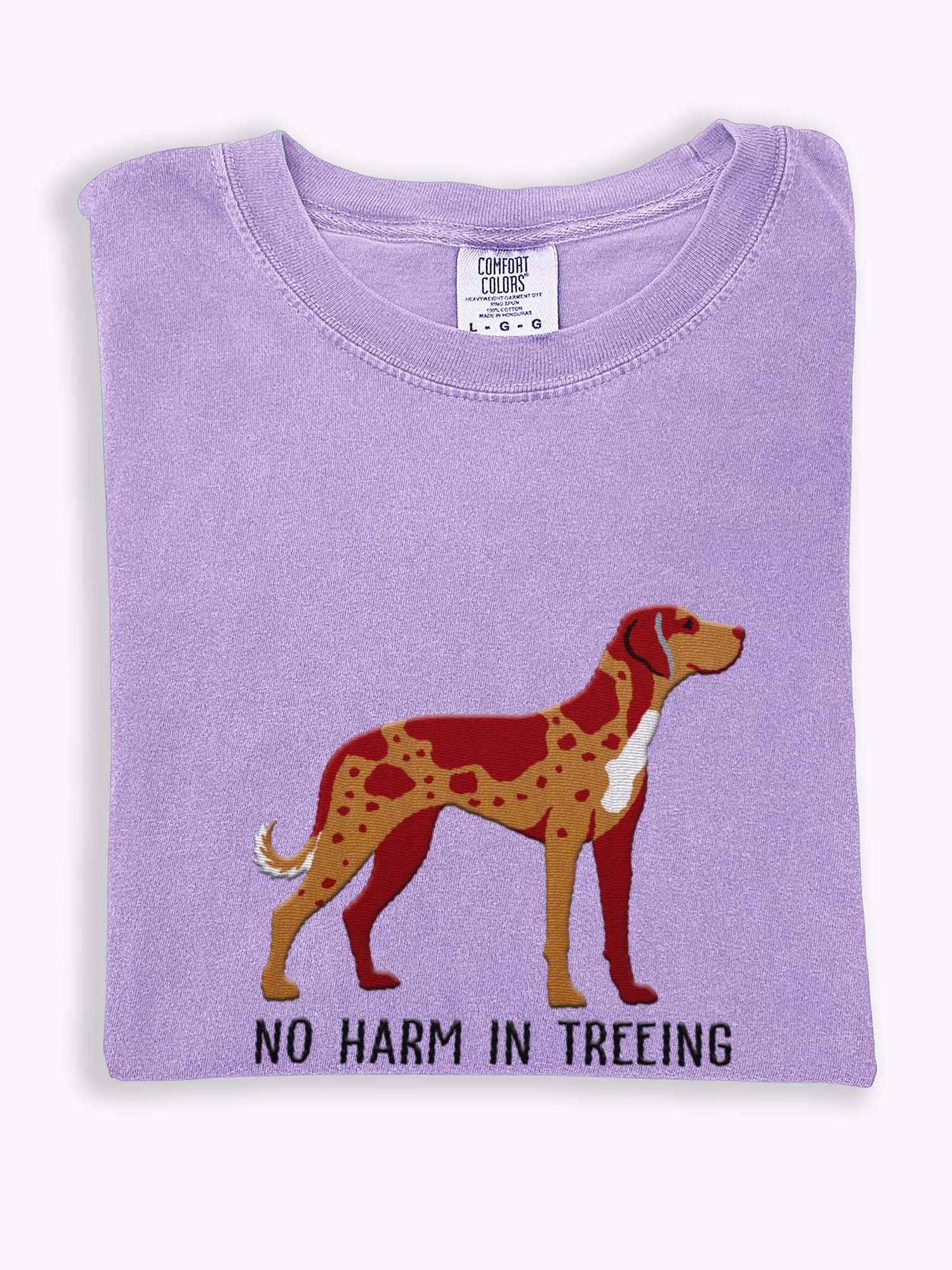 No Harm Treeing T-Shirt(Embroidered) of a Catahoula Leopard Dog(Red Leopard) product image (1)