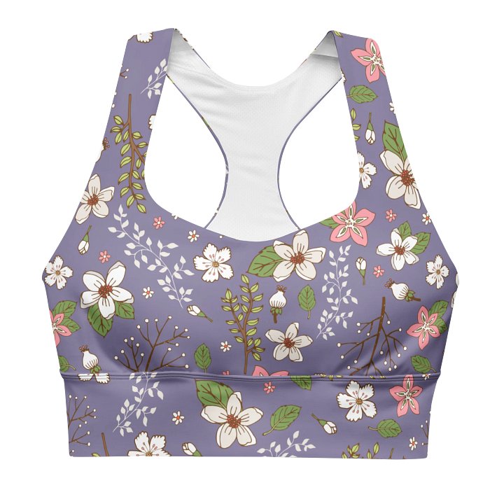 Longline Floral Sports Bra – Women’s High-Support All-Over Print Activewear product image (1)
