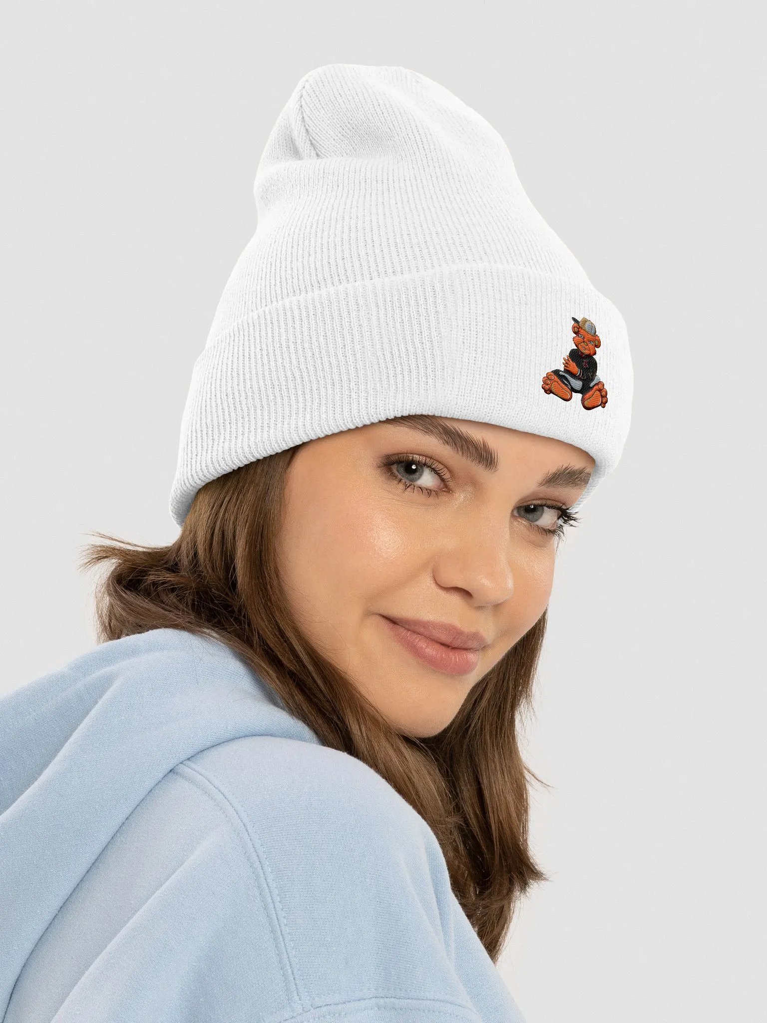 Sitting Bear White Beanie product image (4)