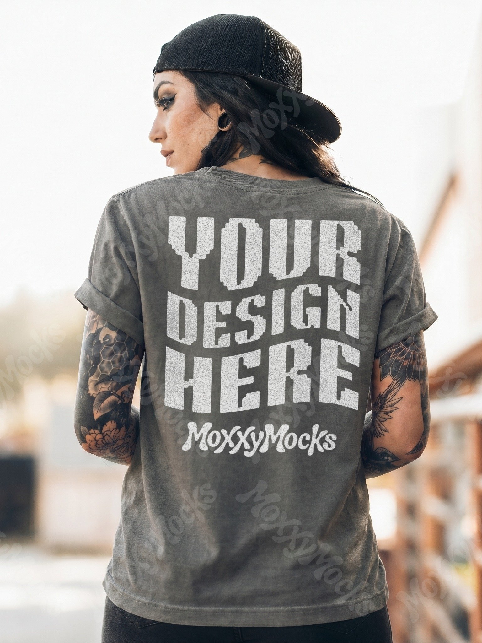 Alternative Streetwear Aesthetic Comfort Colors 1717 Back of Shirt Mockup Bundle product image (1)