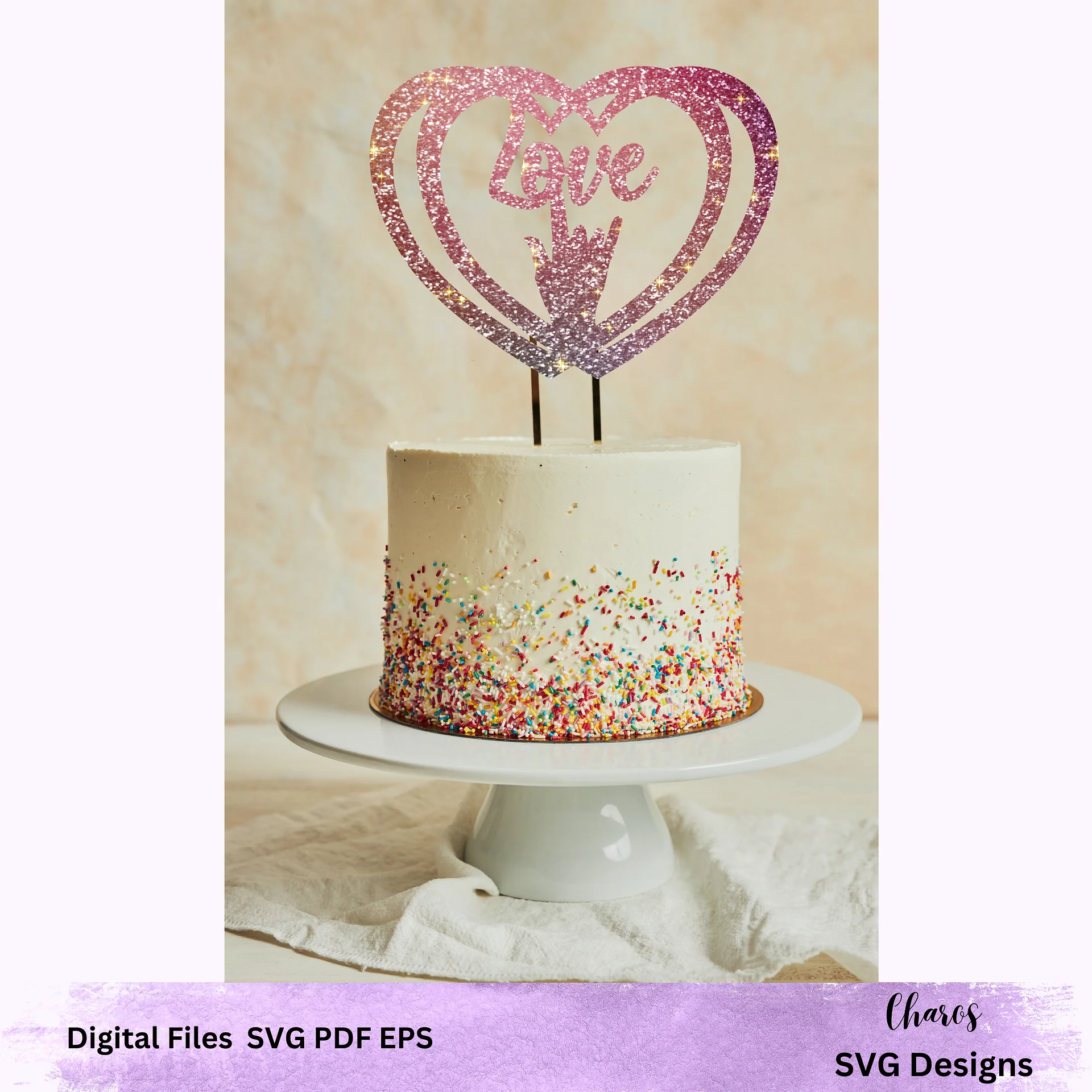 Hearts of Love ASL Cake Topper product image (3)