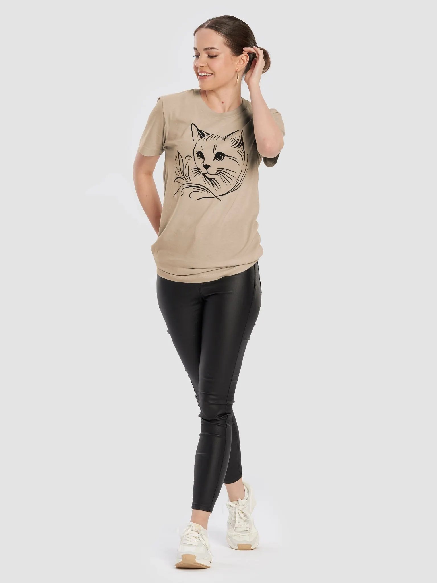 Cute Cat Line Art Supersoft Unisex T-Shirt product image (10)