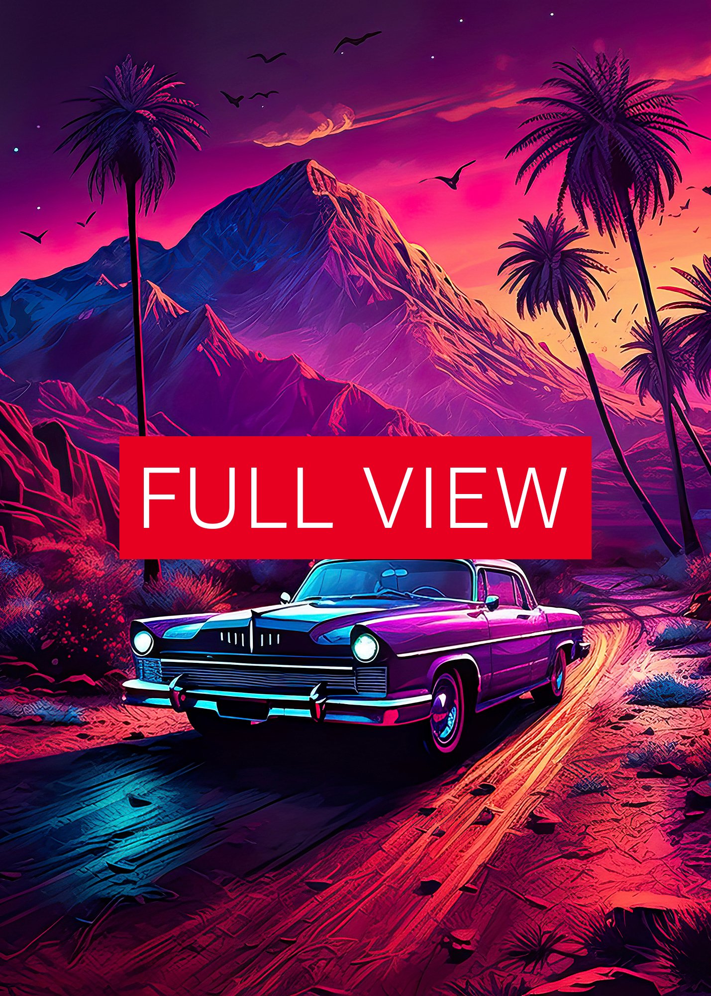 Synthwave aesthetic retro car, 60s car Lincoln/Chrysler [synthwave/vaporwave/cyberpunk] — aesthetic art print product image (3)