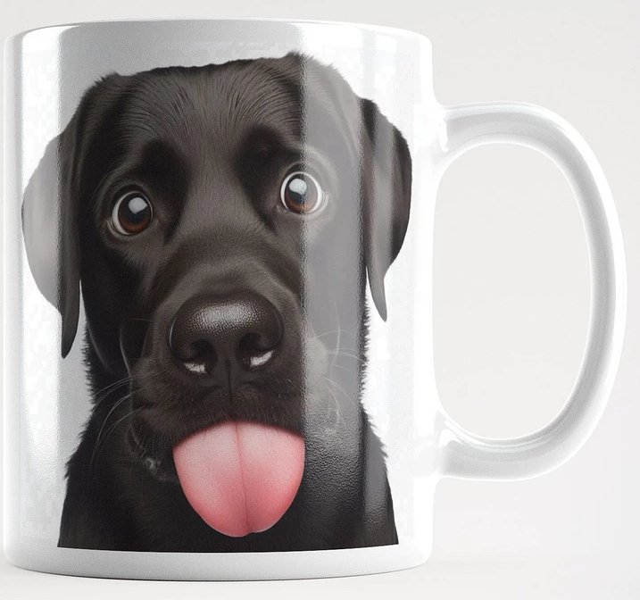 Rude Black Labrador #Humorous Glossy Mug - White product image (1)