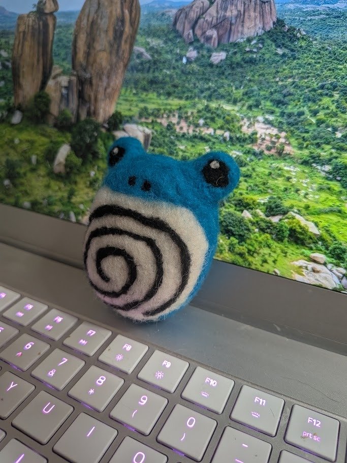 Needle Felted Poliwhirl Desk Buddy product image (1)