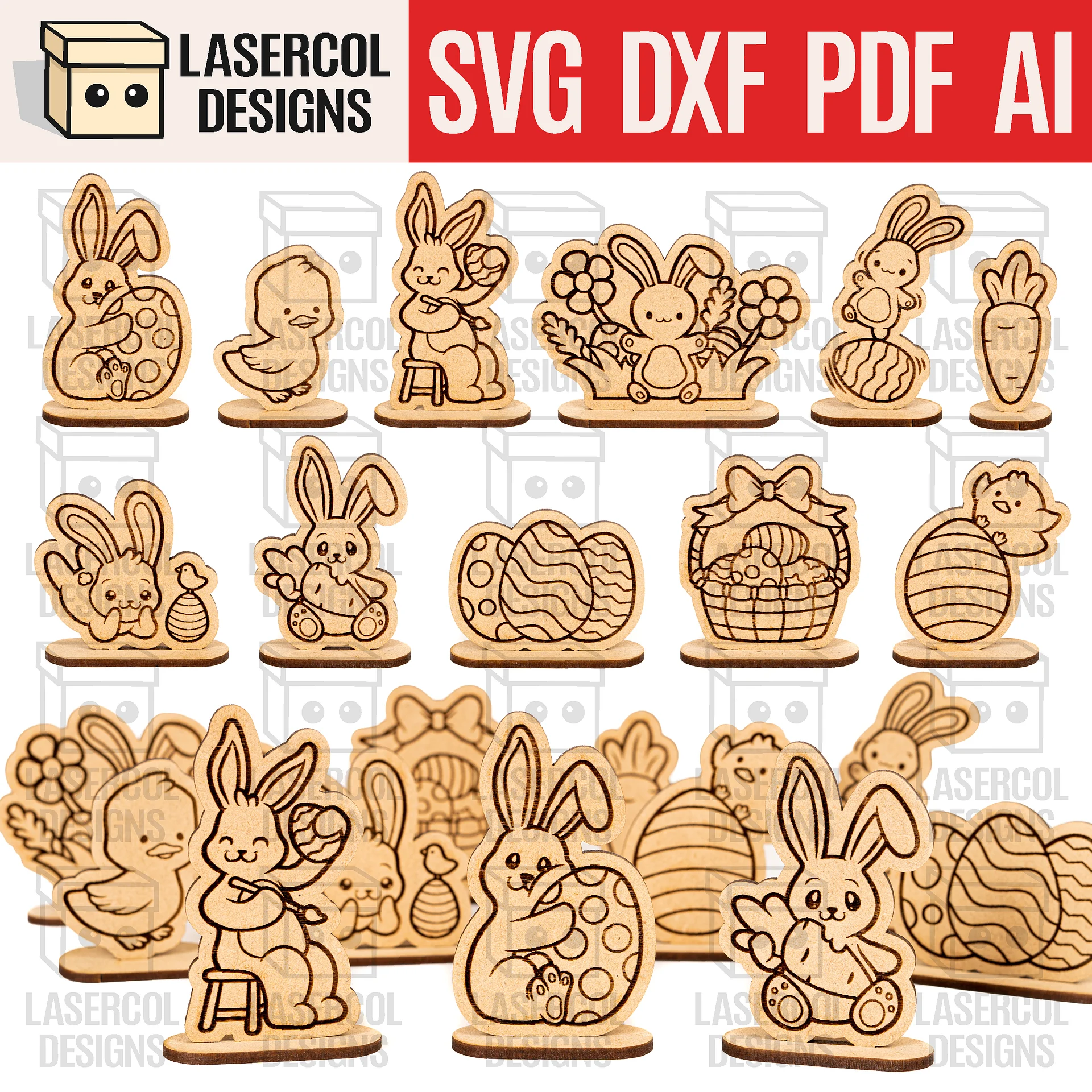 Easter Cutouts With Base Set 1 - Laser Cut Files product image (1)