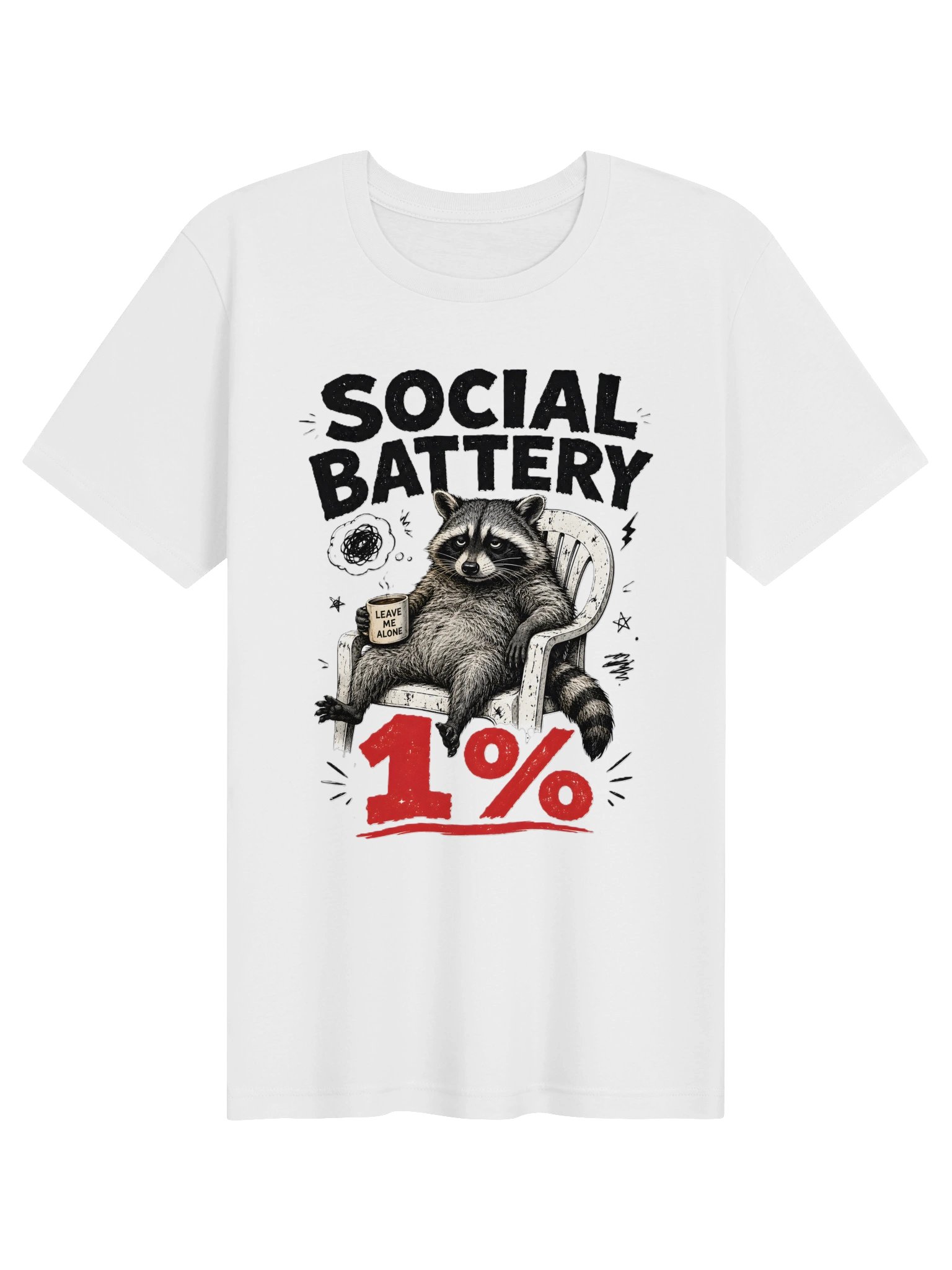 Social Battery 1% Raccoon Tee product image (1)