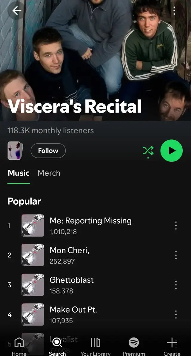 ME: REPORTING MISSING JUST HIT 1 MILLION PLAYS ON SPOTIFY!!!  We're absolutely blown away by all of this every single day. Mat just posted a playthrough of M:RM to celebrate! Check it out! We'd love to know what this track means to you!  Thank all of you so much from the bottom of our hearts ❤️ #posthardcore #emotok #emo #viscerasrecital #mereportingmissing 