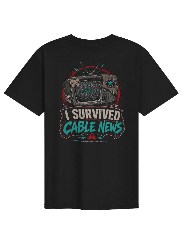 I Survived Cable News Tee - Back Print with Pocket Logo product image (2)