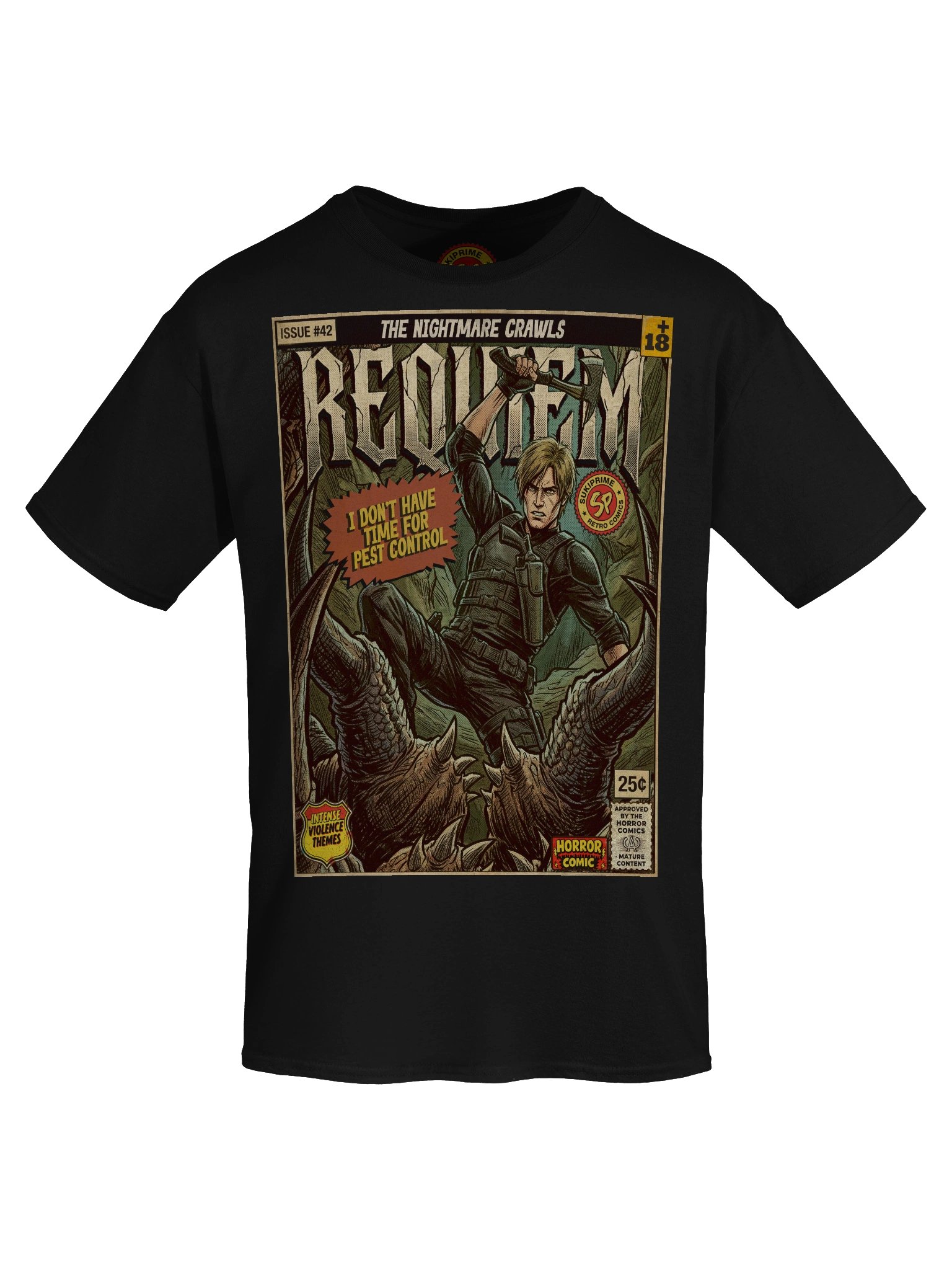 Resident Evil Requiem Leon Vs. Spider Comic Art T-Shirt product image (5)