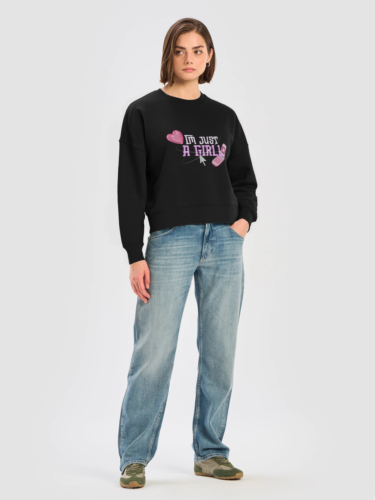 I’m Just A Girl Heart Phone Sweatshirt product image (5)