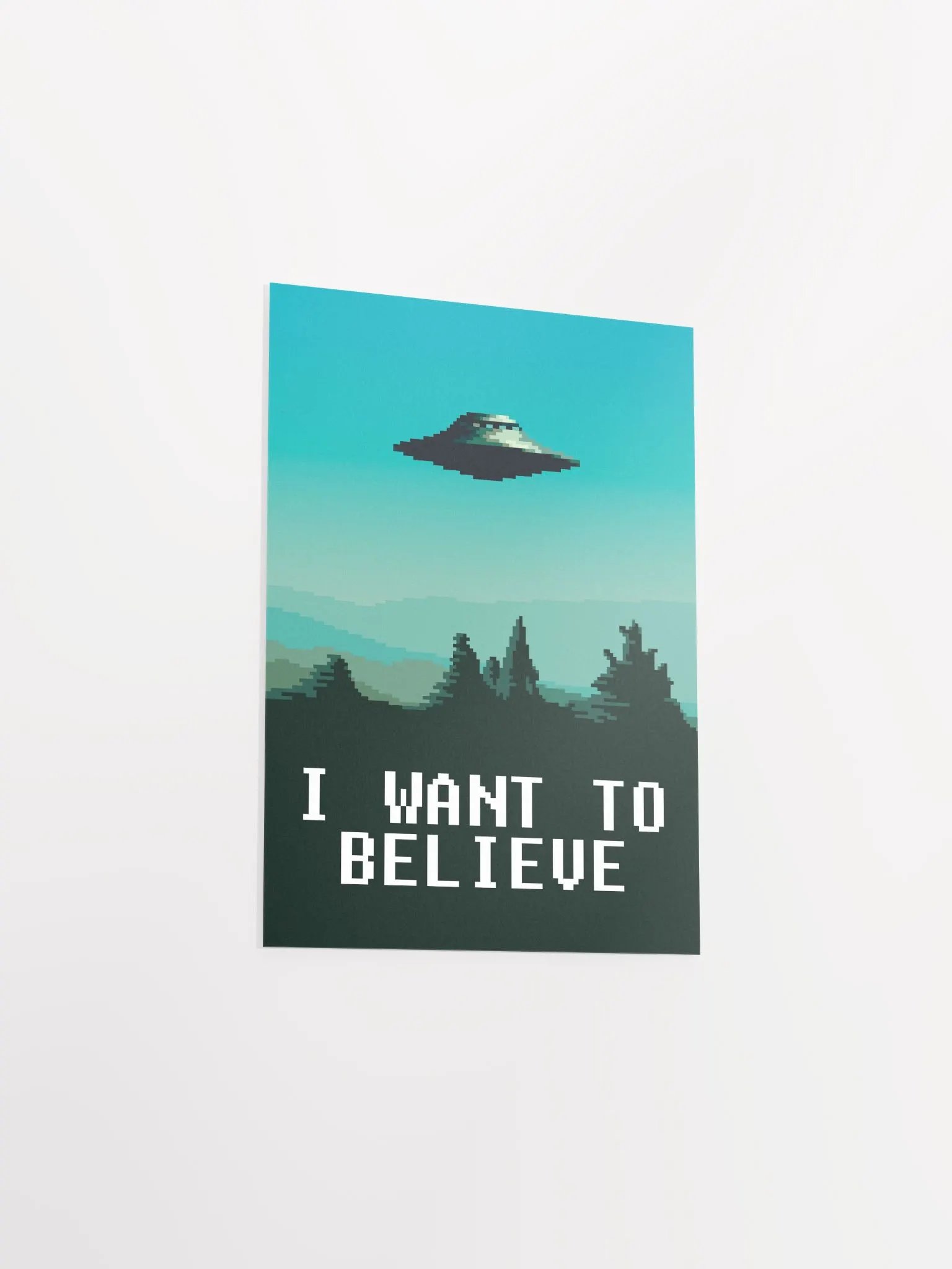 I want to believe / X-Files poster. Pixelart version (Ver.1, Season 1-3, 1993-1996) — sci-fi poster, movie poster, space art print product image (9)