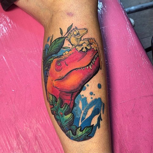 Today I got to finish this piece which was so much fun! We took a tyrannosaurus design I already had, and added the clients p...