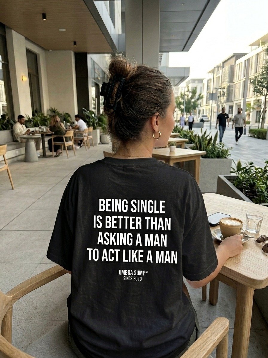 Being Single Is Better Than Asking A Man To Act Like A Man Funny Women's Black T-Shirt product image (2)