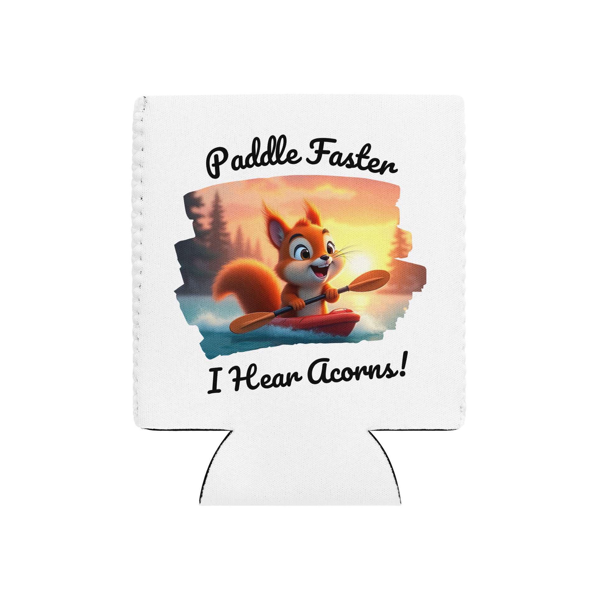 Paddle Faster, I Hear Acorns – Funny Kayaking Red Squirrel Coozie Can Cooler product image (1)