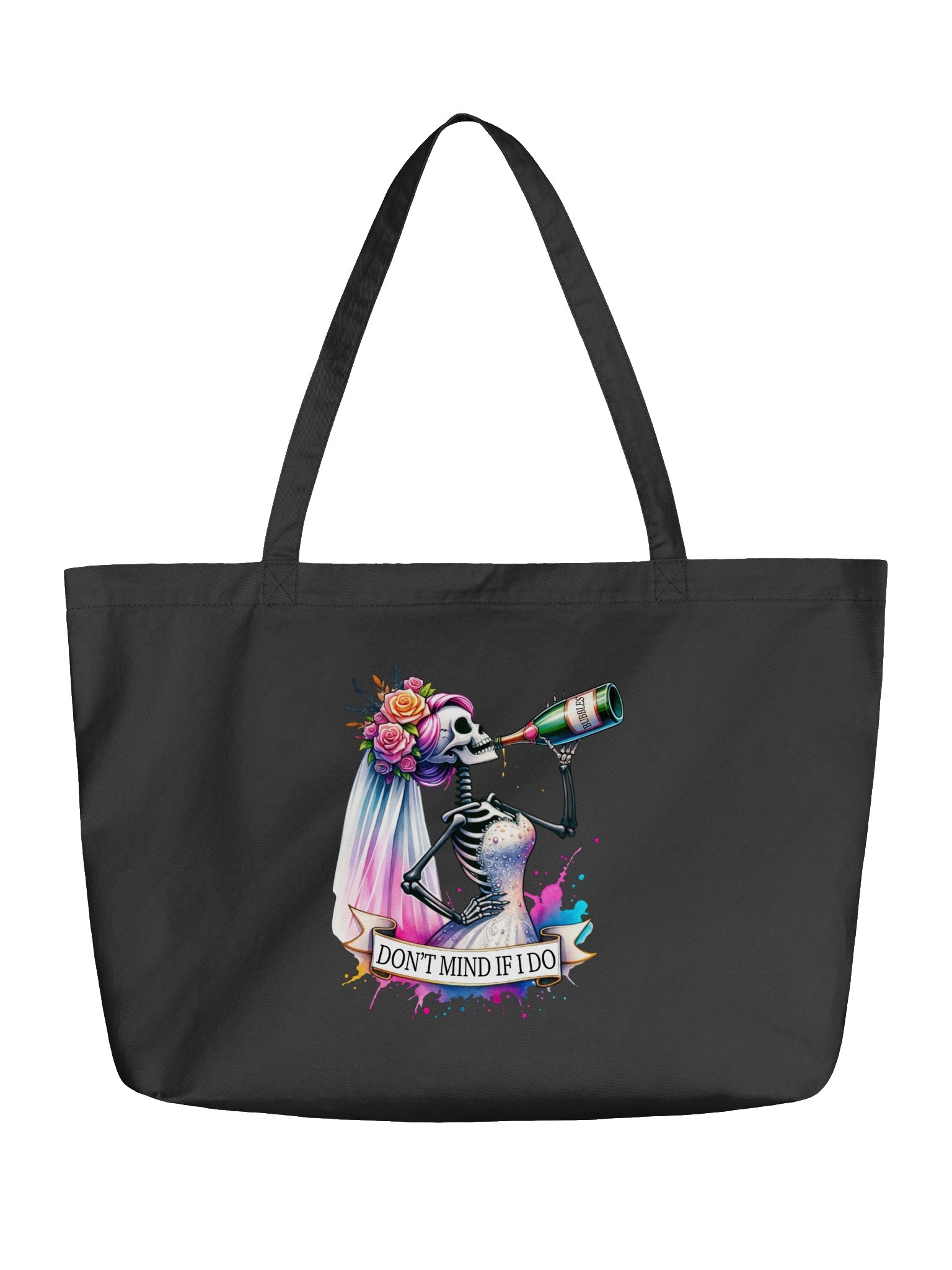 Don't Mind If I Do Skeleton Bride Tote Bag | Funny Bridal Wedding Bag product image (2)