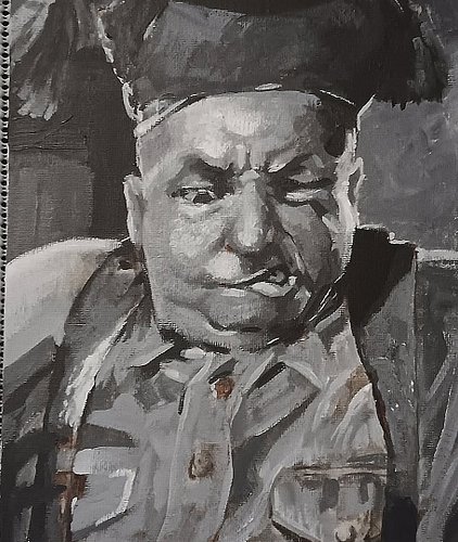 Just finished this painting on @twitch of Curly from @thethreestooges in #acrylic on am 8 x 10in panel. 
#artshop #artist #ar...