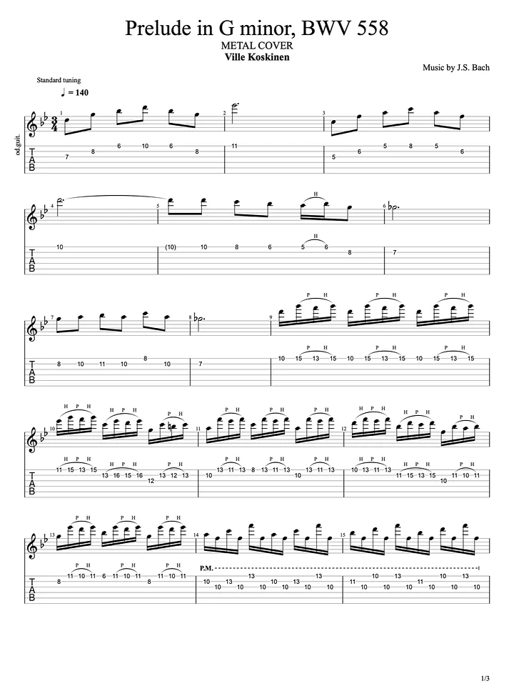 Prelude in G minor, BWV 558 (guitar tabs) product image (1)