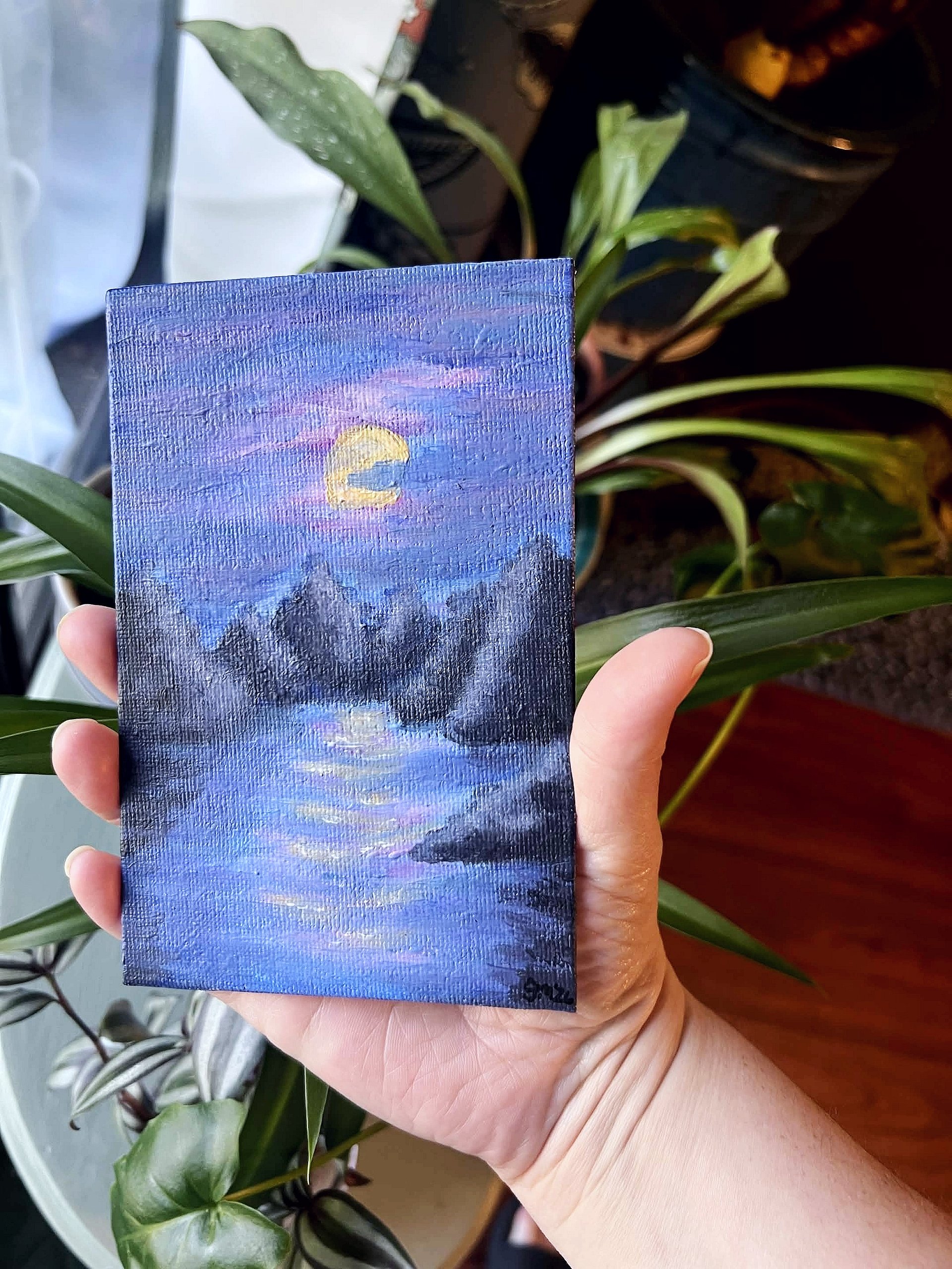Romantic Moonlit Lake Painting product image (2)