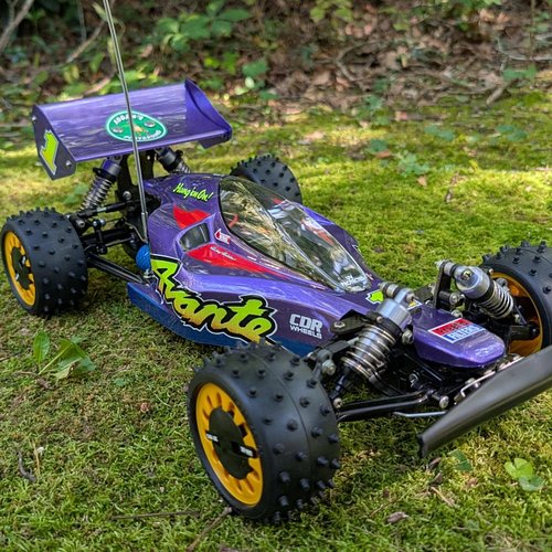 Tamiya Avante 2001. Such a cool looking buggy and it drives really well. I am getting a box art body done for it soon.