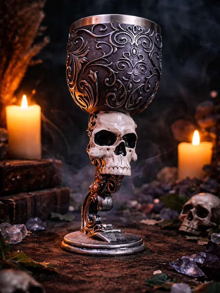The Armored Kingdom Final Toast of Valor Skull Goblet-Grim Aesthetic-Textured Finish-Decor product image (1)