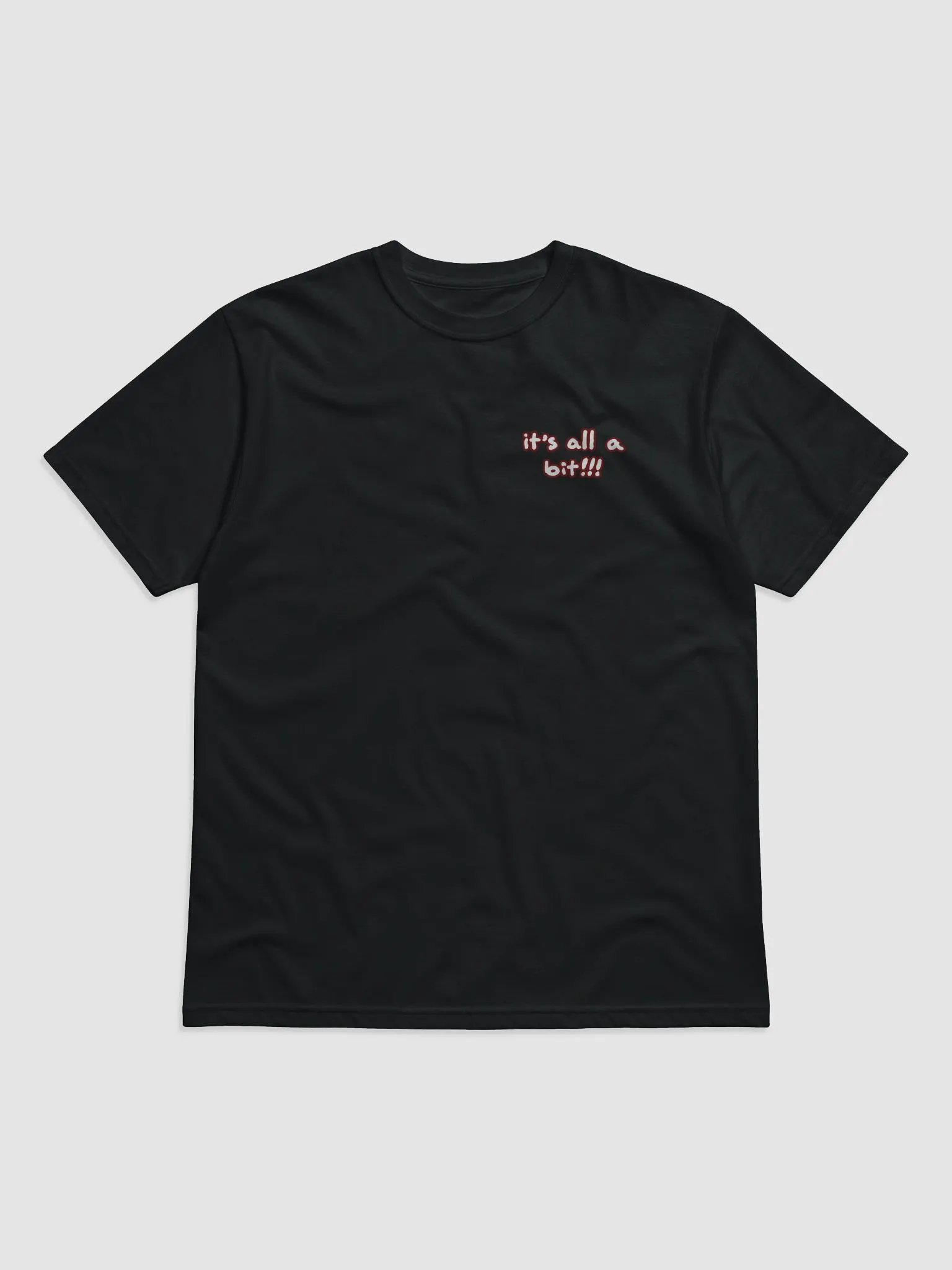 “It’s all a bit!!!” (sm. lined design, #6D1616) unisex eco tee product image (2)