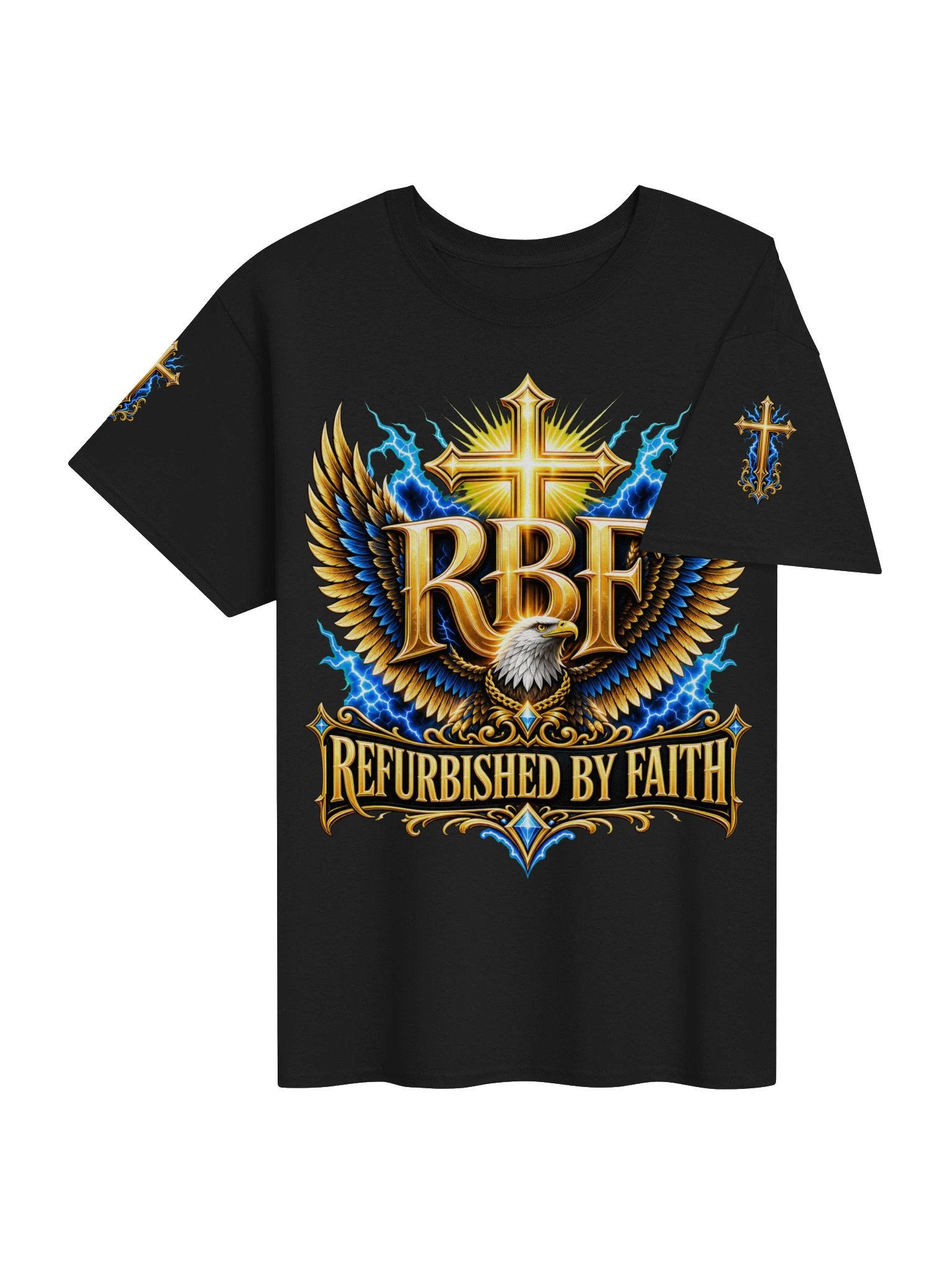 Lifted by Faith • Blue & Gold Eagle T-Shirt product image (4)