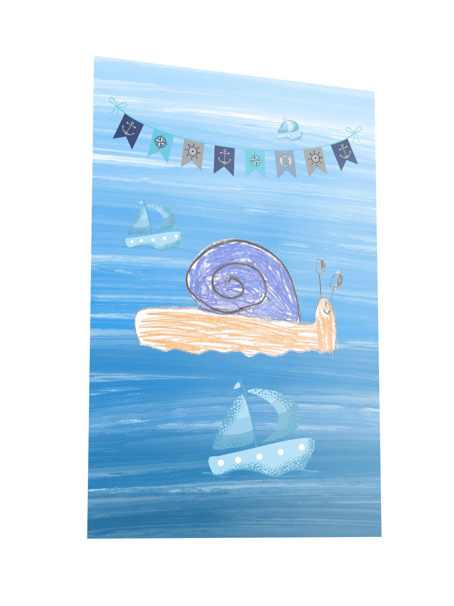Bajkowa Ilustracja: Odważny Ślimak na Morzu | Morski Podróżnik – Plakat dla Dzieci product image (3)