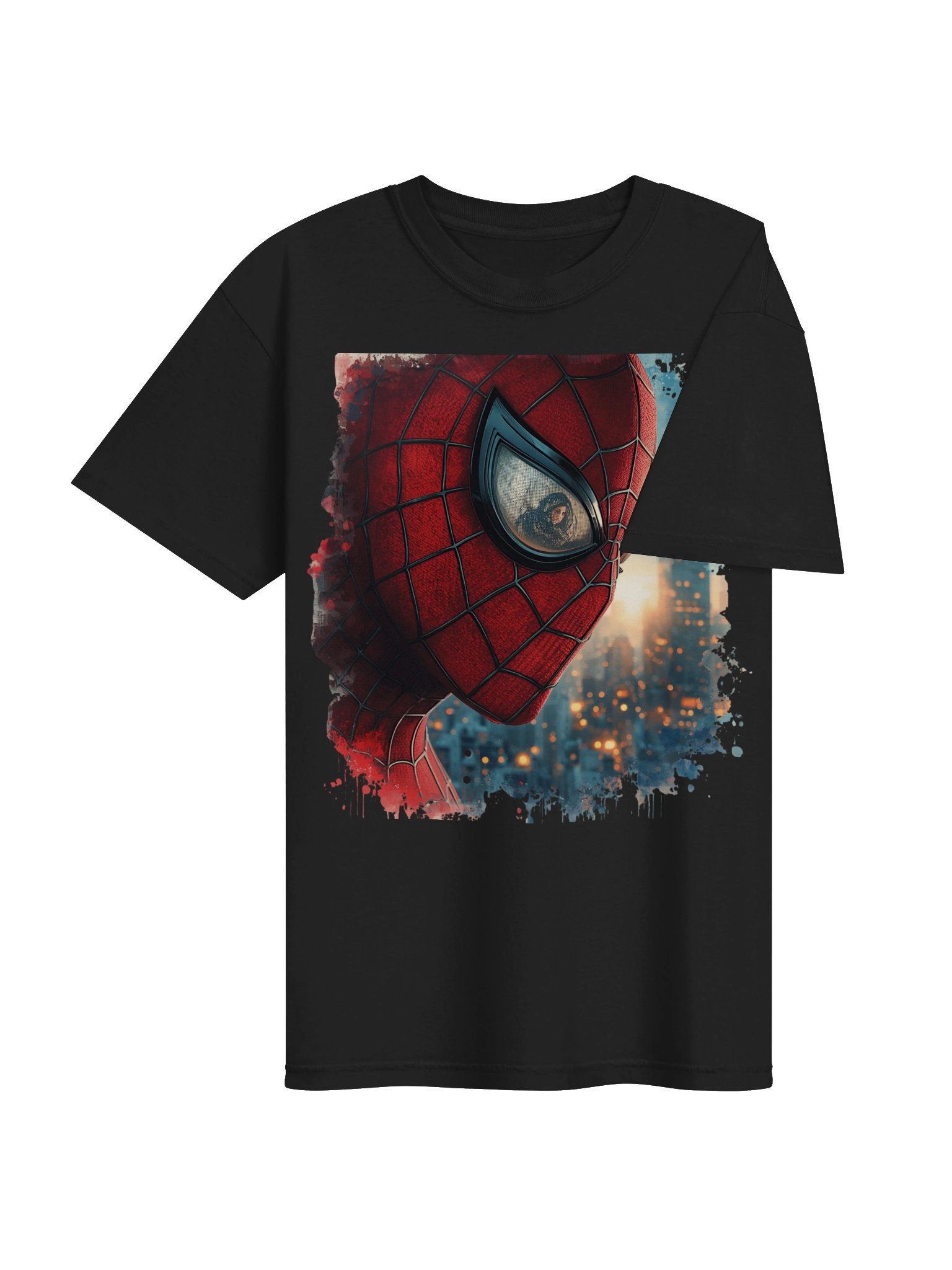 Spider-Man Mask Cinematic Close-Up T-Shirt | Dark Streetwear Marvel Graphic Tee product image (7)