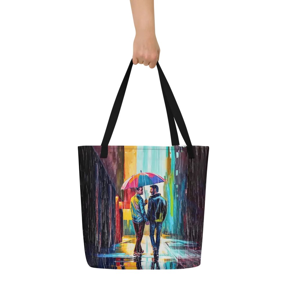 Gay Couple In The Rain – Colorful Two Hearts Tote Bag product image (10)