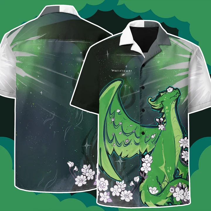 Aromantic Subtle Pride Dragon Button Up Shirt product image (2)