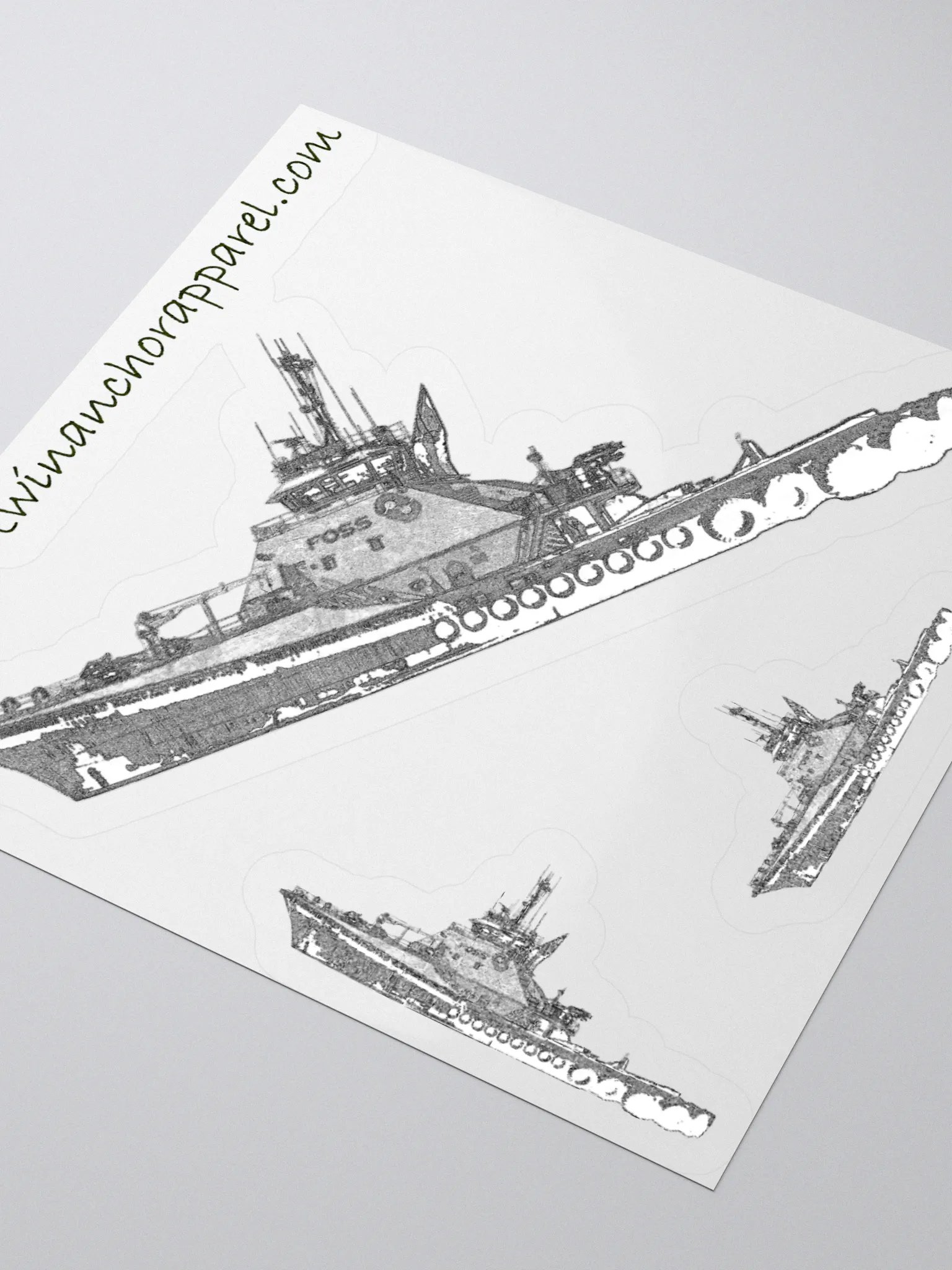 Foss Tugboat Sketch Kiss Cut Stickers product image (9)