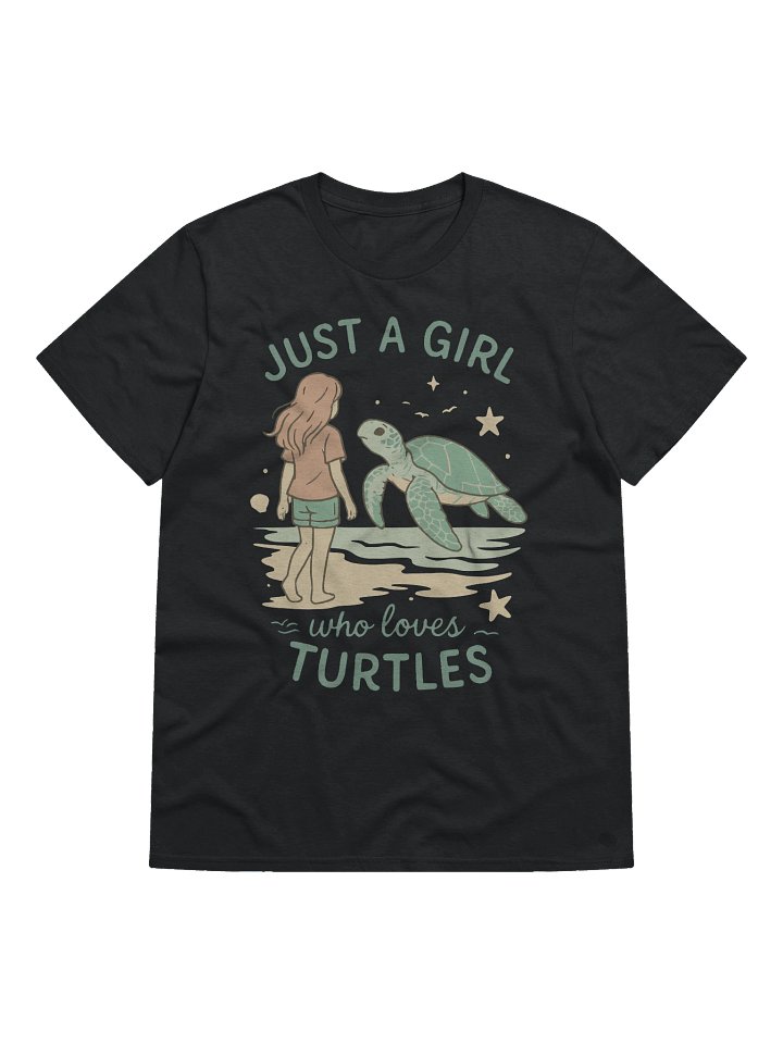 Vintage Beach Illustration of a Girl Watching a Sea Turtle Under the Stars – Cute Ocean Animal Lover product image (1)